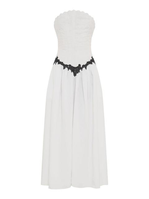 Glenn Lace Maxi Dress in White Aloe Linen