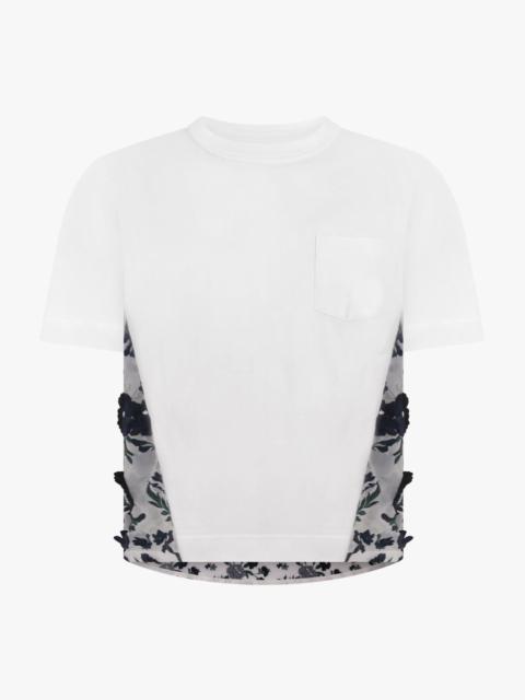 T-SHIRT WITH FLORAL MESH PANEL | WHITE