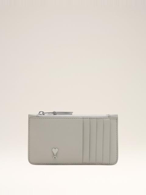 GREY COWHIDE LEATHER AMI DE COEUR ZIPPED CARD HOLDER