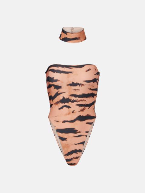 x Sabine Getty printed strapless swimsuit
