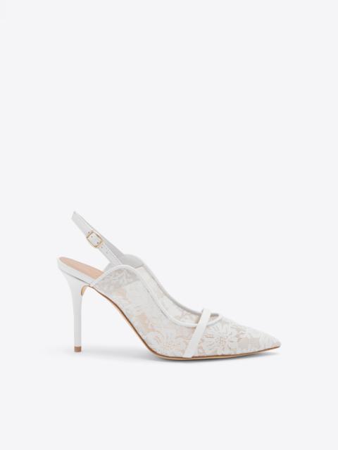Marion 85 White Lace Slingbacks