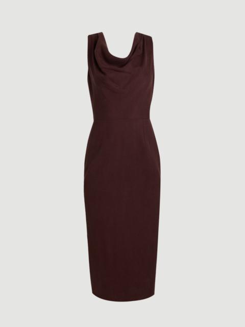 Tencel Blend Tailored Cowl Neck Midi Dress