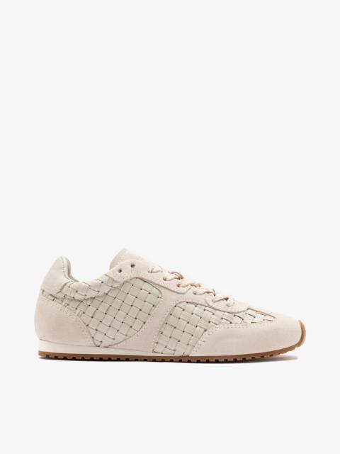 Stella Macrame Sneaker In Mushroom Grey Leather and Suede