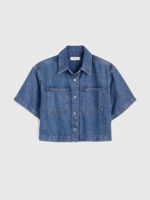 Boxy Crop Button-Up Shirt in Airy Denim