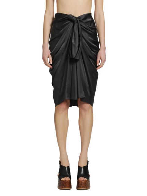 Draped Silk Satin Midi Skirt