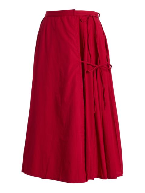 Exclusive Lou Lou Pleated Cotton Midi Skirt red