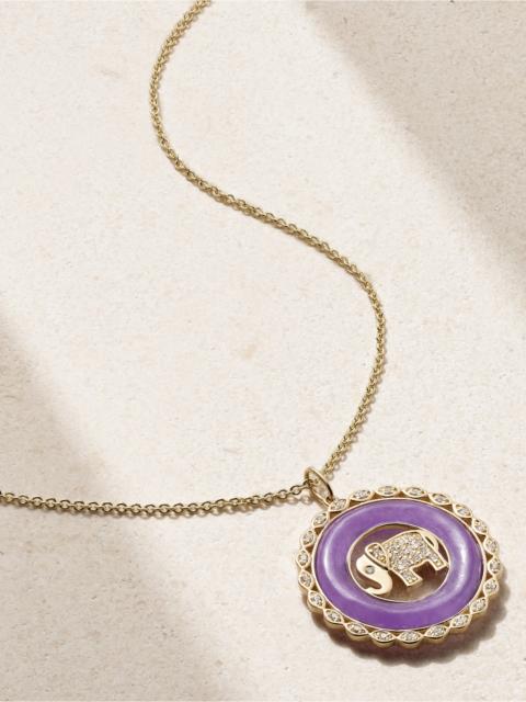 Elephant 14-karat Gold, Enamel And Diamond Necklace