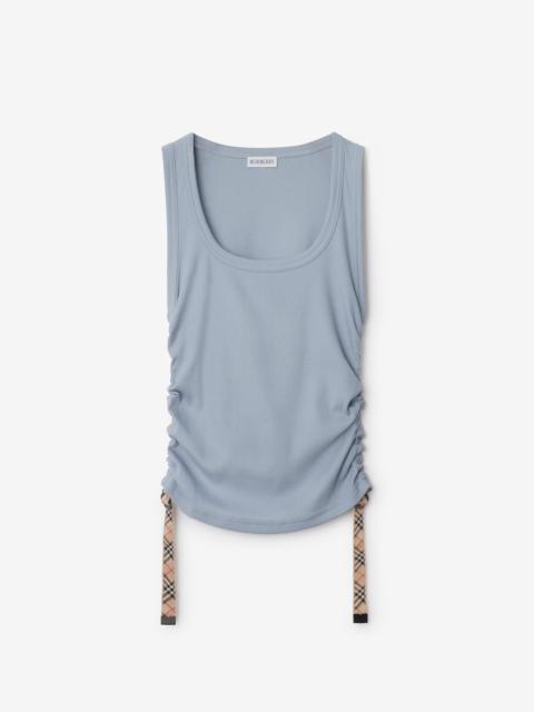Check Trim Stretch Cotton Vest