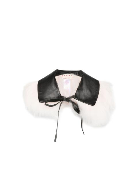 leather-trimmed fur collar