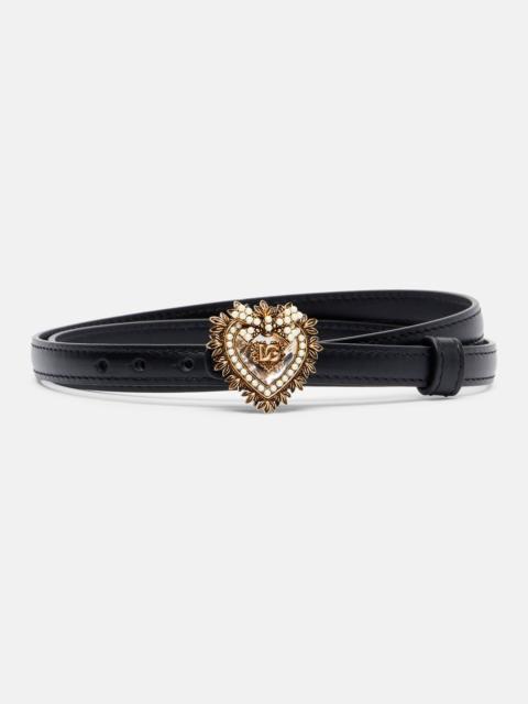 Devotion embellished leather belt