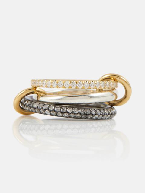 Scorpio 18kt gold linked rings with diamonds