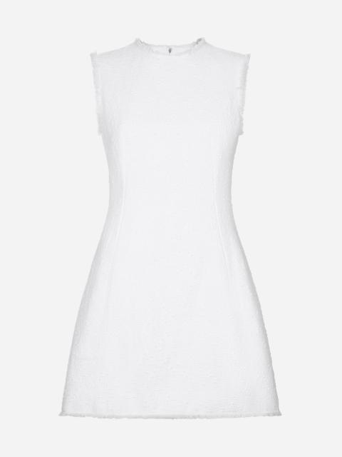 Short cotton raschel tweed dress