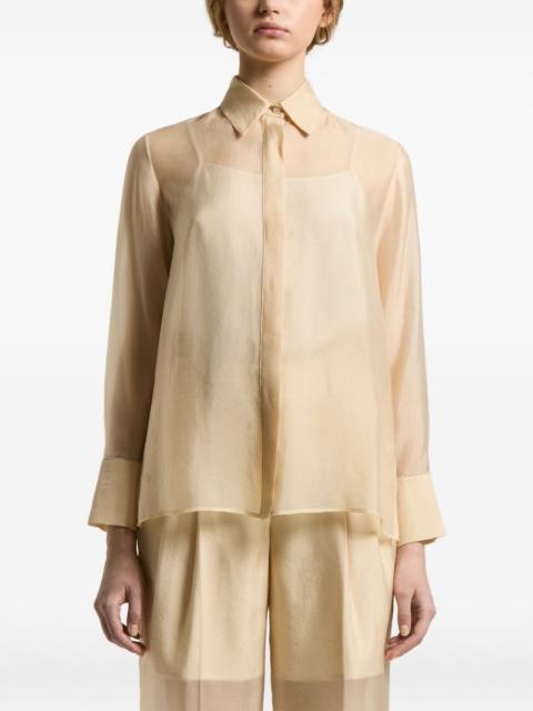 sheer-panel collared shirt
