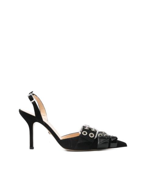 100mm buckle-detail pointed-toe pumps