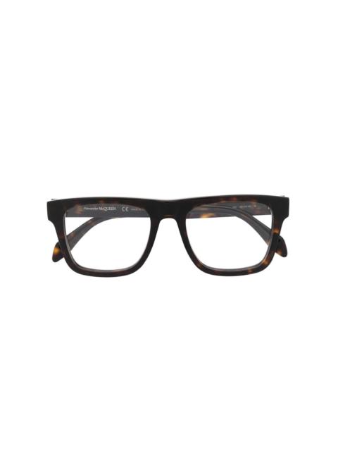 tortoiseshell-effect square-frame glasses