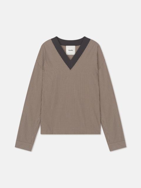 Checked V-Neck Top