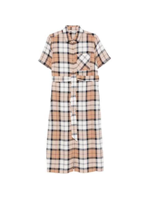 Fern belted check midi dress