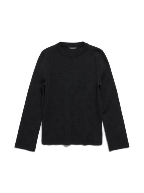 Women's Bb Allover Cropped Sweater in Black