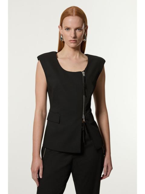 Tailored Viscose Zip Through Multi Stitch Waistcoat