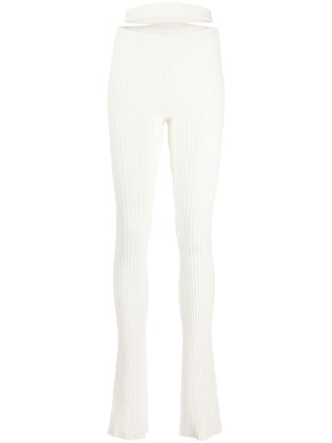 cut-out waist ribbed trousers