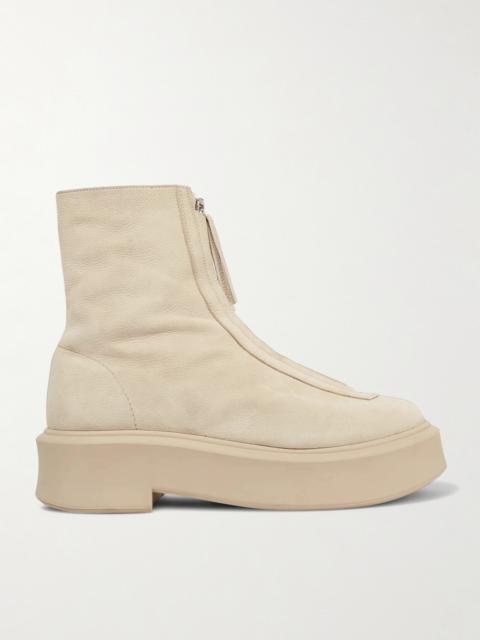 Textured-nubuck Platform Ankle Boots
