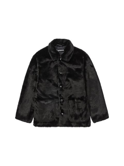 Supreme 2-Tone Faux Fur Shop Coat Black