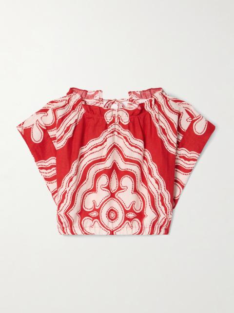 Muna Cropped Printed Linen Top