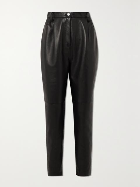 Cropped Leather Tapered Pants