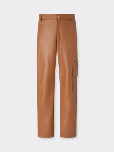 Deer-effect nappa leather cargo pants