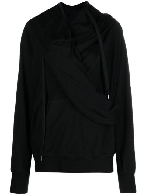 draped cotton-blend hoodie