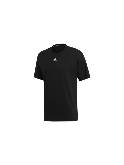 adidas M Mh 3S Tee Stripe Sports Training Round Neck Short Sleeve Black EB5277