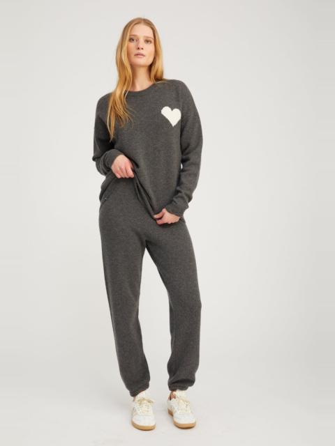 GREY CASHMERE HEART LOGO SWEATPANTS