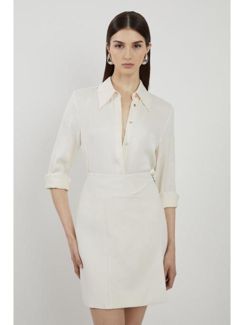 Tailored Buckle Detail Pleated Mini Skirt