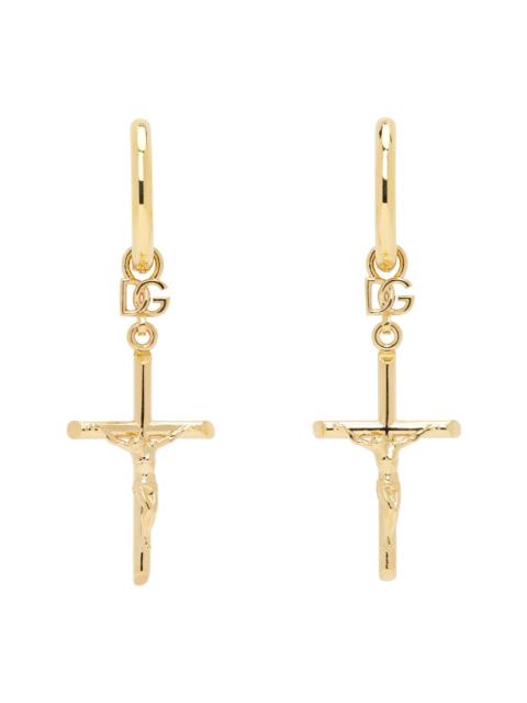 Gold DNA Cross Earrings