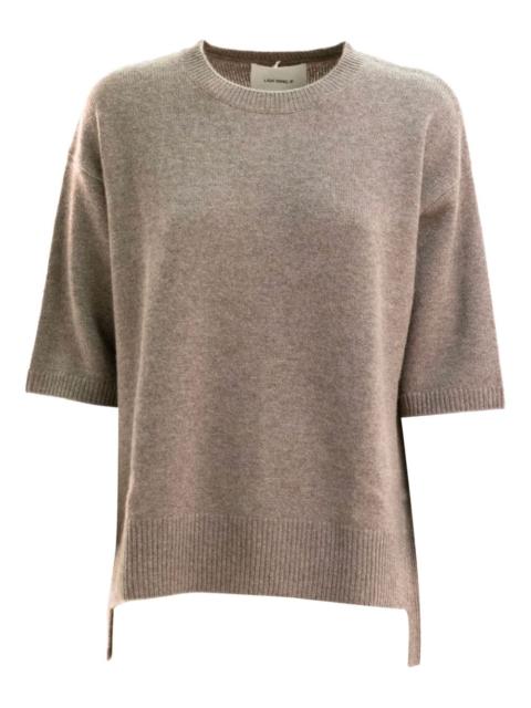 short-sleeve side-slit sweater