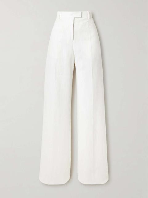 Pleated canvas wide-leg pants