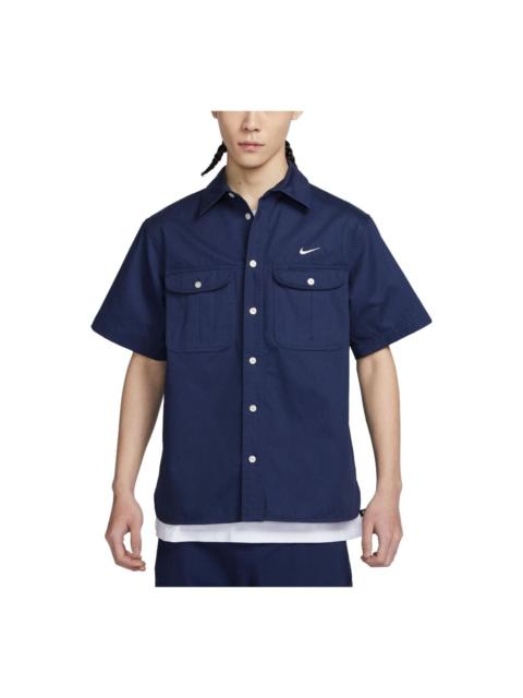 Nike SB Short-sleeve Woven Skate Button Down 'Blue' DV9076-410