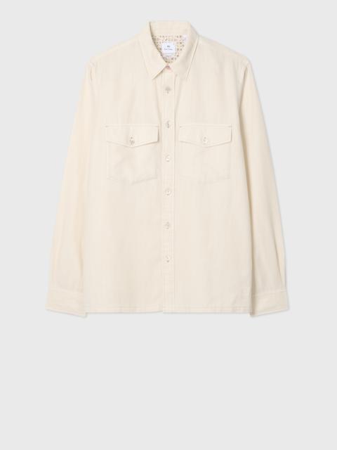 Ecru Lyocell-Cotton Patch-Pocket Shirt