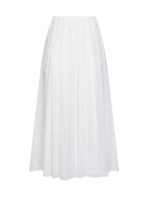 White cotton organza midi skirt