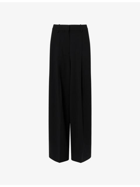 Pleated Wide-Leg Woven Trousers