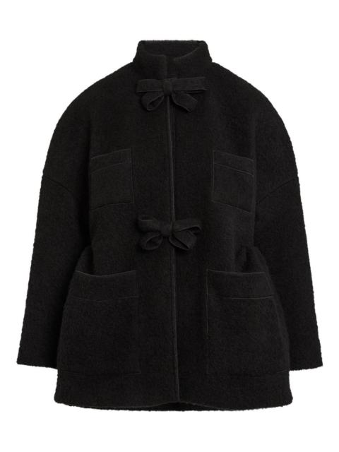 bow-detailed patch-pocket coat