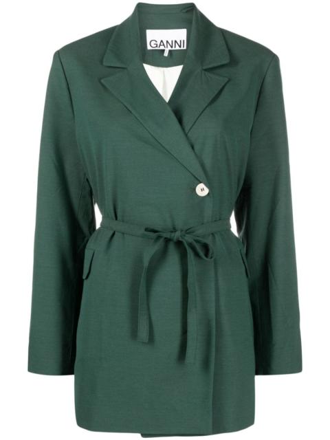 off-centre belted blazer
