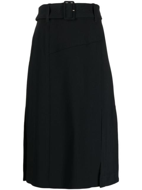 belted-waist high-waisted skirt