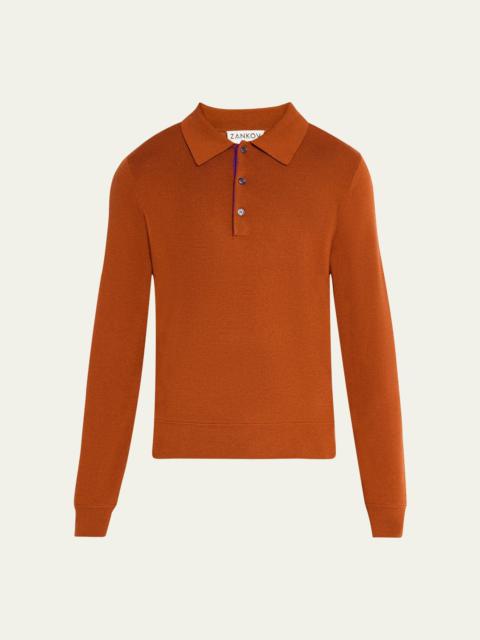 Men's Vertical Block Stripe Polo Sweater