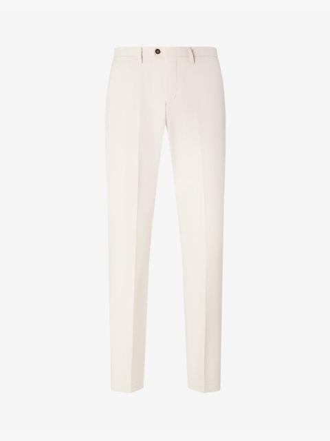 Cream garment-dyed gabardine trousers