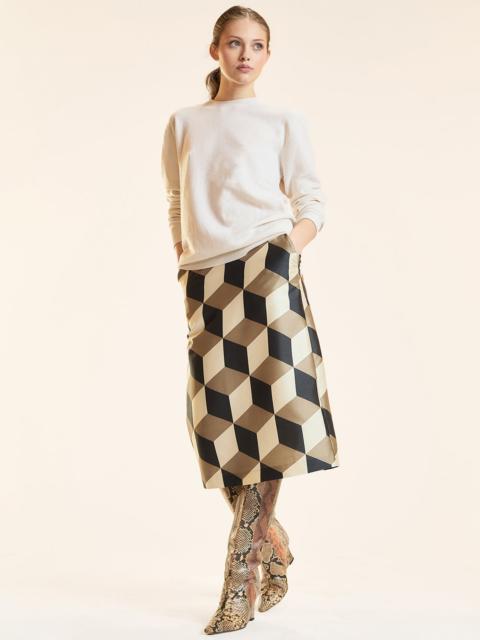 Art Deco Silk Wool Midi Skirt