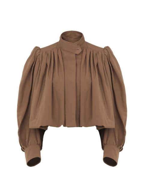 GATHERED BOULE JACKET IN LINEN & COTTON