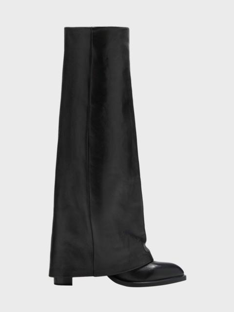 Melia Lambskin Fold-over Collar Knee Boots