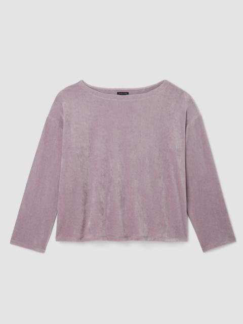 Cozy Velour Knit Bateau Neck Top