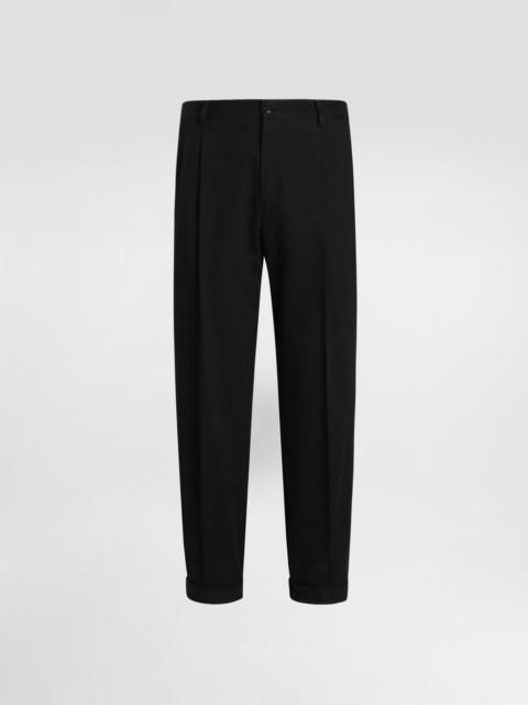 Cotton gabardine pants with double darts